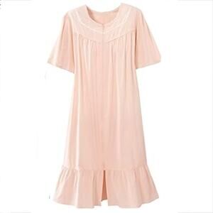 Women Pastel Retro Cotton Zip Front Duster Housecoat Robe S Mumuu 1950s Classic